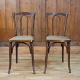 Pair of wooden bistro chairs, 20th century, France
