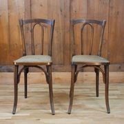 Pair of wooden bistro chairs, 20th century, France