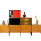 Oak and metal bookcase  design ARP (Motte Guariche Mortier), edition Minvielle 1960