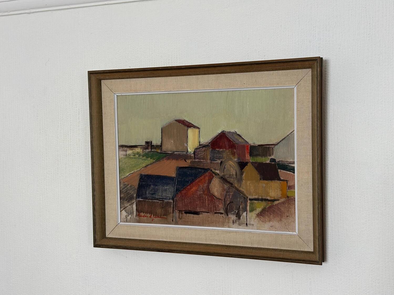 Oil on Canvas –“Rural Landscape with Barns” by Gustav‑Adolf Johansson