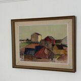 Oil on Canvas –“Rural Landscape with Barns” by Gustav‑Adolf Johansson