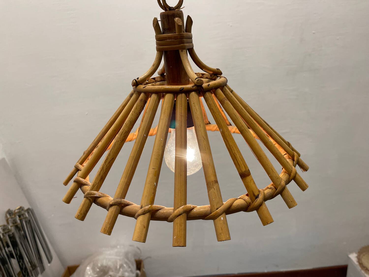 Rattan vintage Light Pendants Set of 2 1960’s