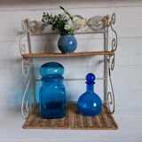 Rattan shelf and wrought iron