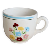Tasse à café vintage faïence Salins - Motif fleuri