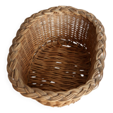Vintage oval woven wicker basket with thick braided edge