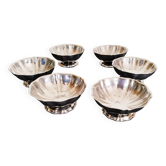 Vintage ice cream or sorbet cups in 18/10 stainless steel from the 70s made in France