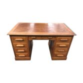 Solid oak coffered administration desk 1950