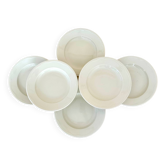 Set of six white porcelain deep plates by Pillivuyt.
