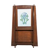 Art nouveau oak wall shelf with built-in frame
