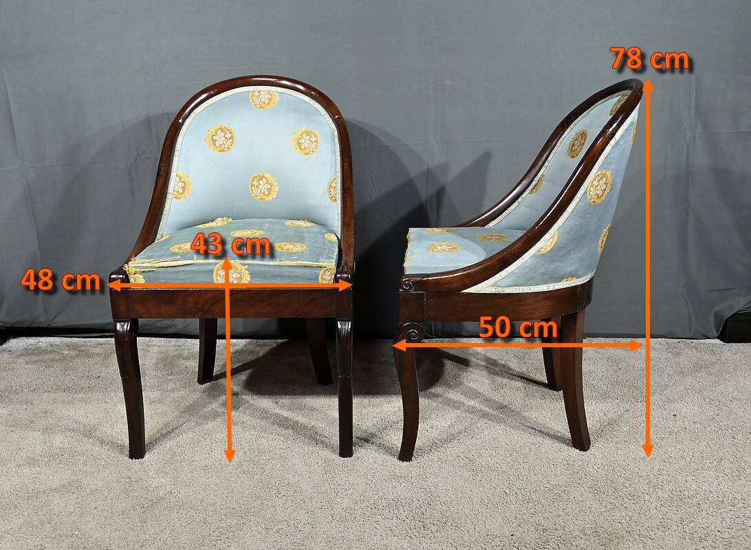 Pair of Mahogany Gondola Chairs, Restoration period – Part 1 of the 19th century