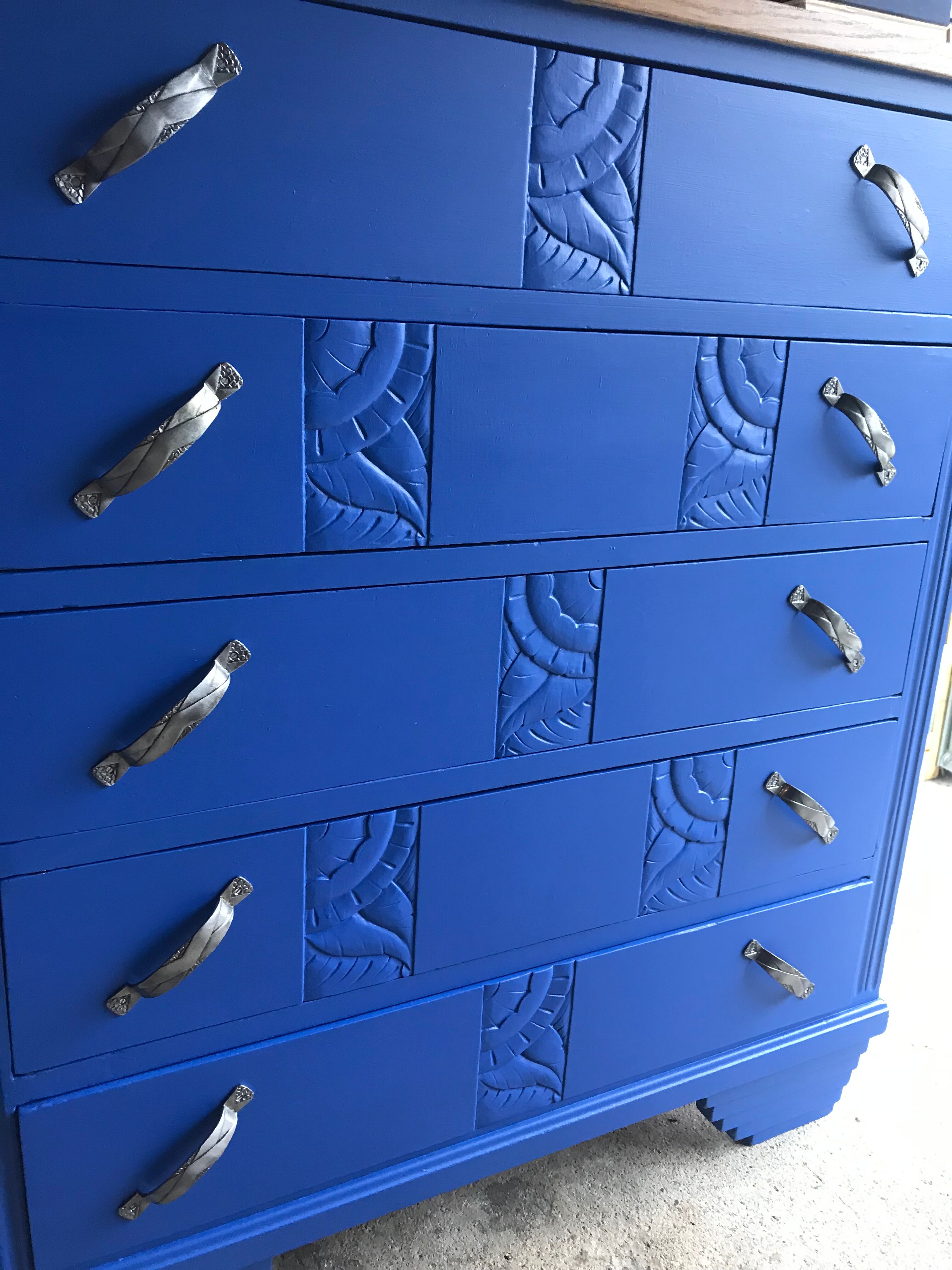 Chest of drawers blue majorelle art deco period