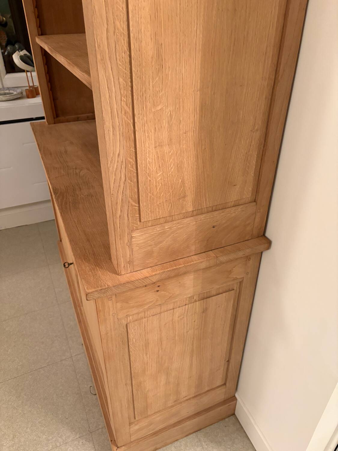 Solid oak library sandblasted