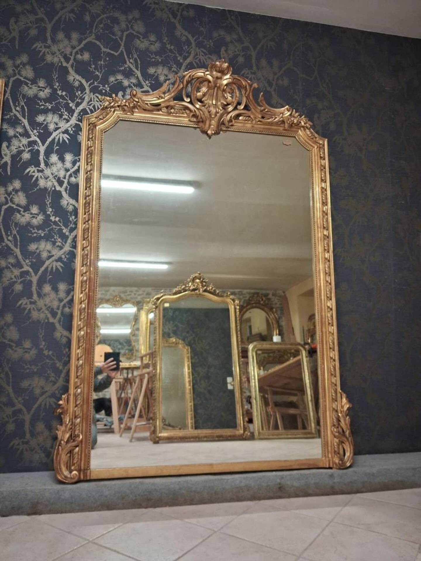 19th century mirror 196 x 140