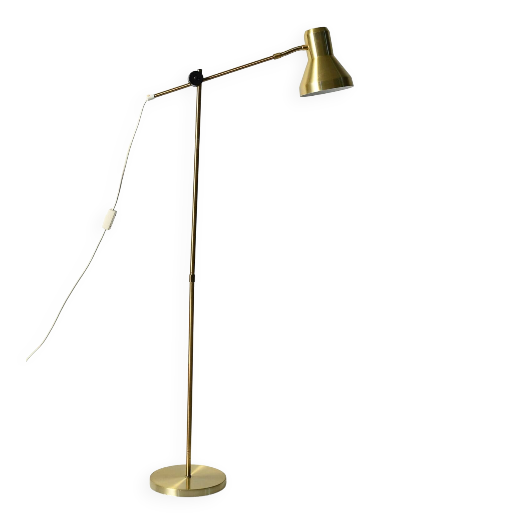 Scandinavian brass floor lamp with adjustable arm