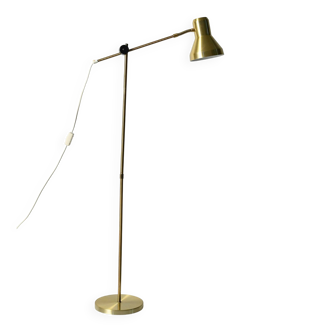 Scandinavian brass floor lamp with adjustable arm
