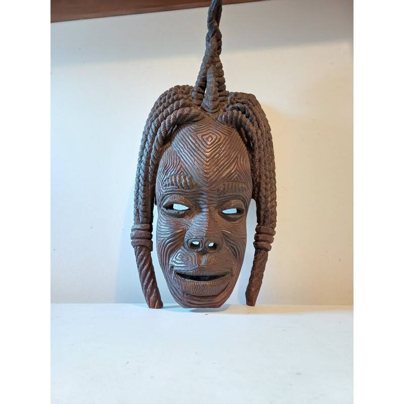 African wooden mask from Ivory Coast, Baoulé