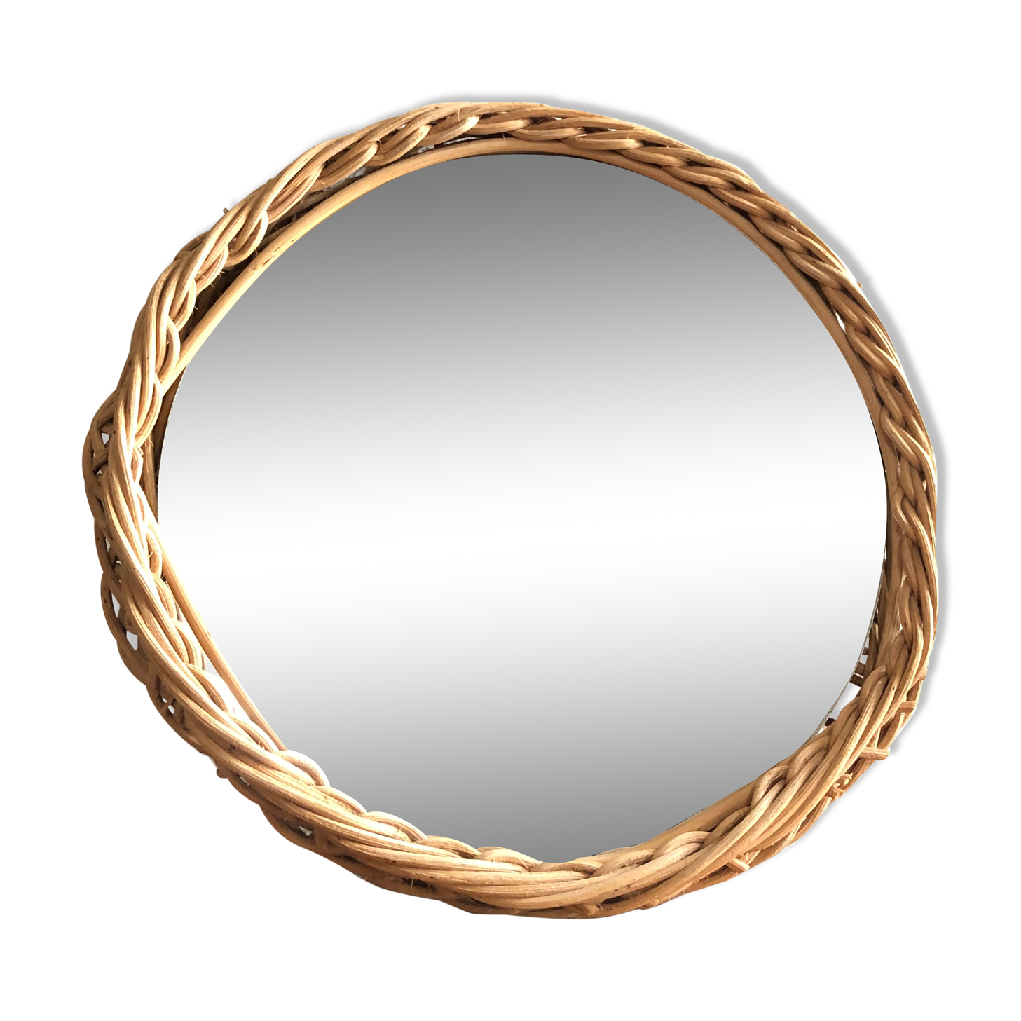 Braided rattan mirror 23cm