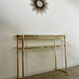 Old golden brass console Italian design Milo Baughman for Morex 1970s vintage
