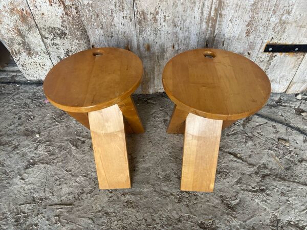 Paire de Tabouret Pliant SUZY Design Adrian Reed Style Roger Tallon Bo
