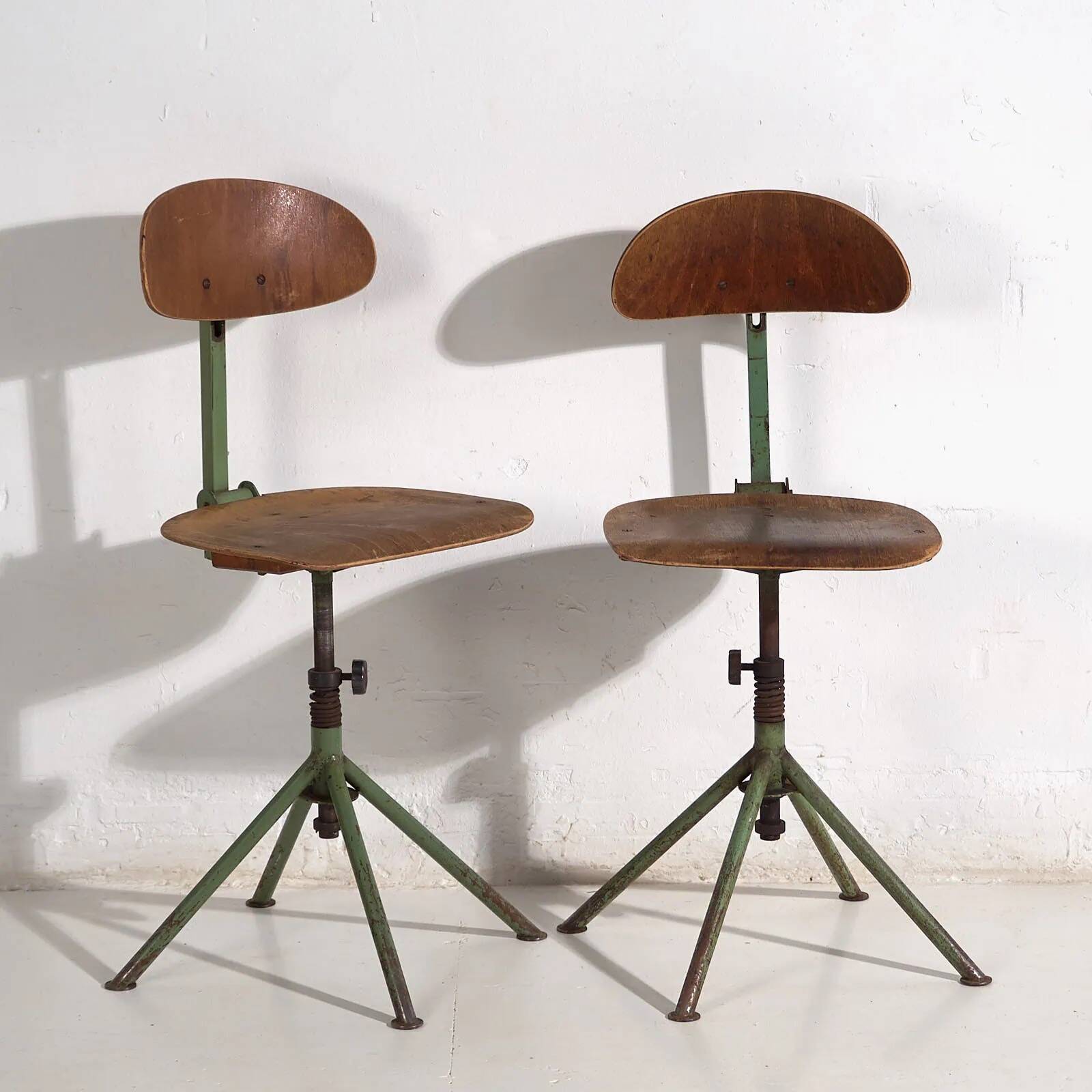 Set of two industrial chairs (c. 1950).