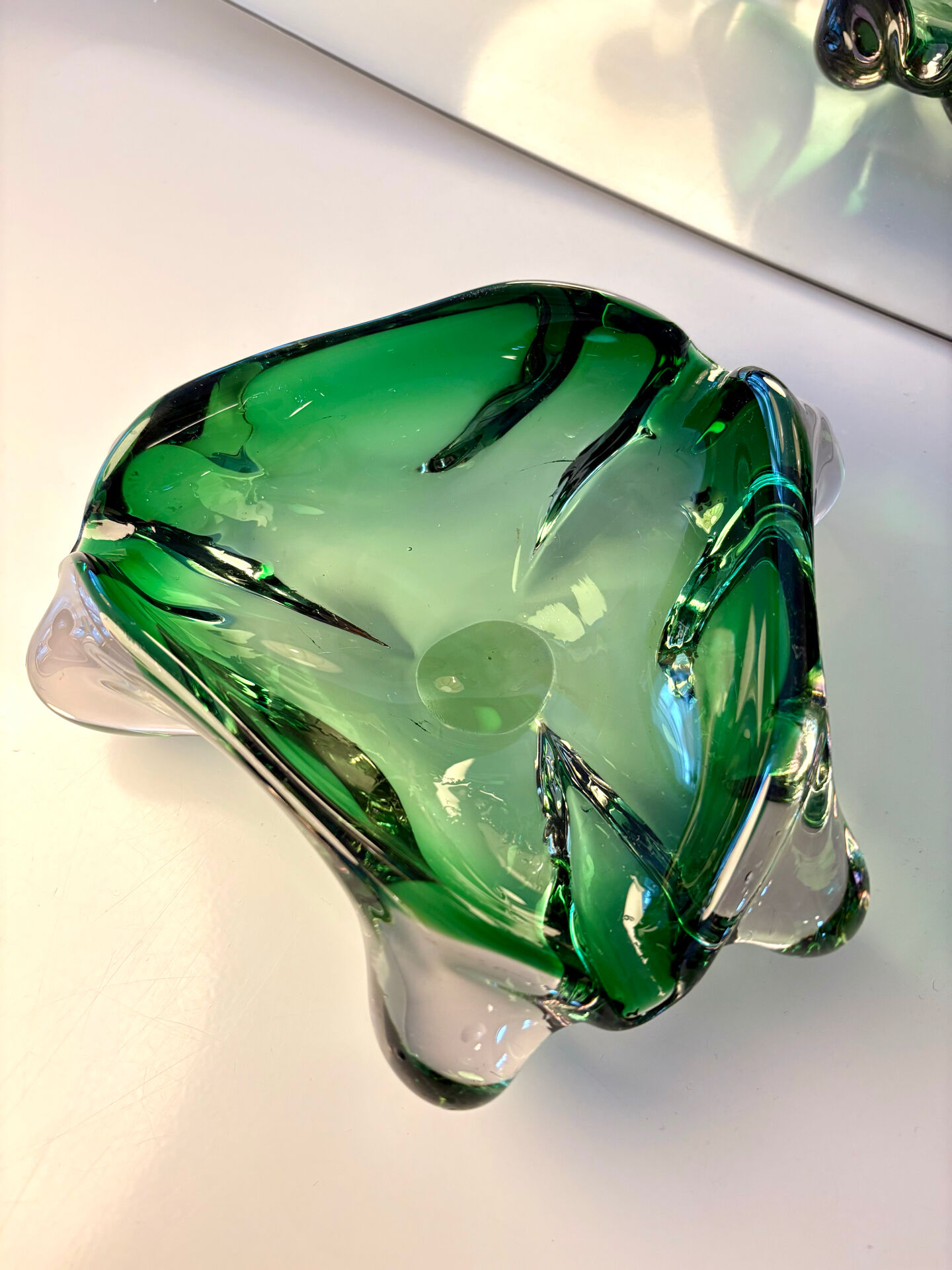 Green Murano glass vide-poche / ashtray from 1970