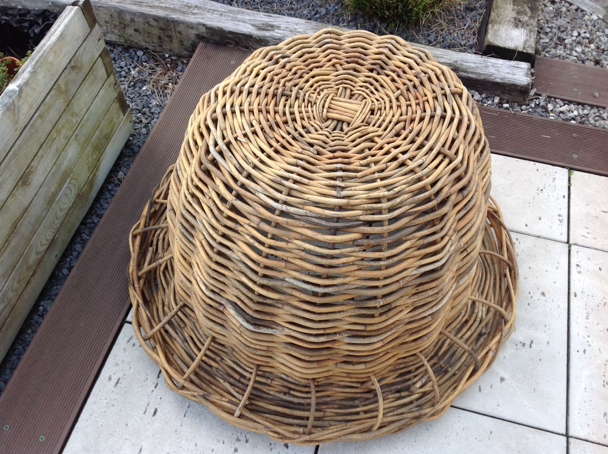 Round pot cover "King size" in rattan/vintage 70 years