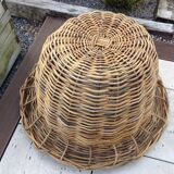 Cache pot rond "king size " en rotin vintage années 70