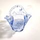 Blue pressed-moulded glass basket dish Meisenthal? Ashtray 1920