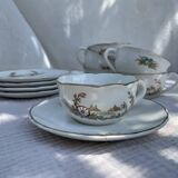 Vintage set of 5 porcelain plates and 5 cups – Digoin Sarreguemines