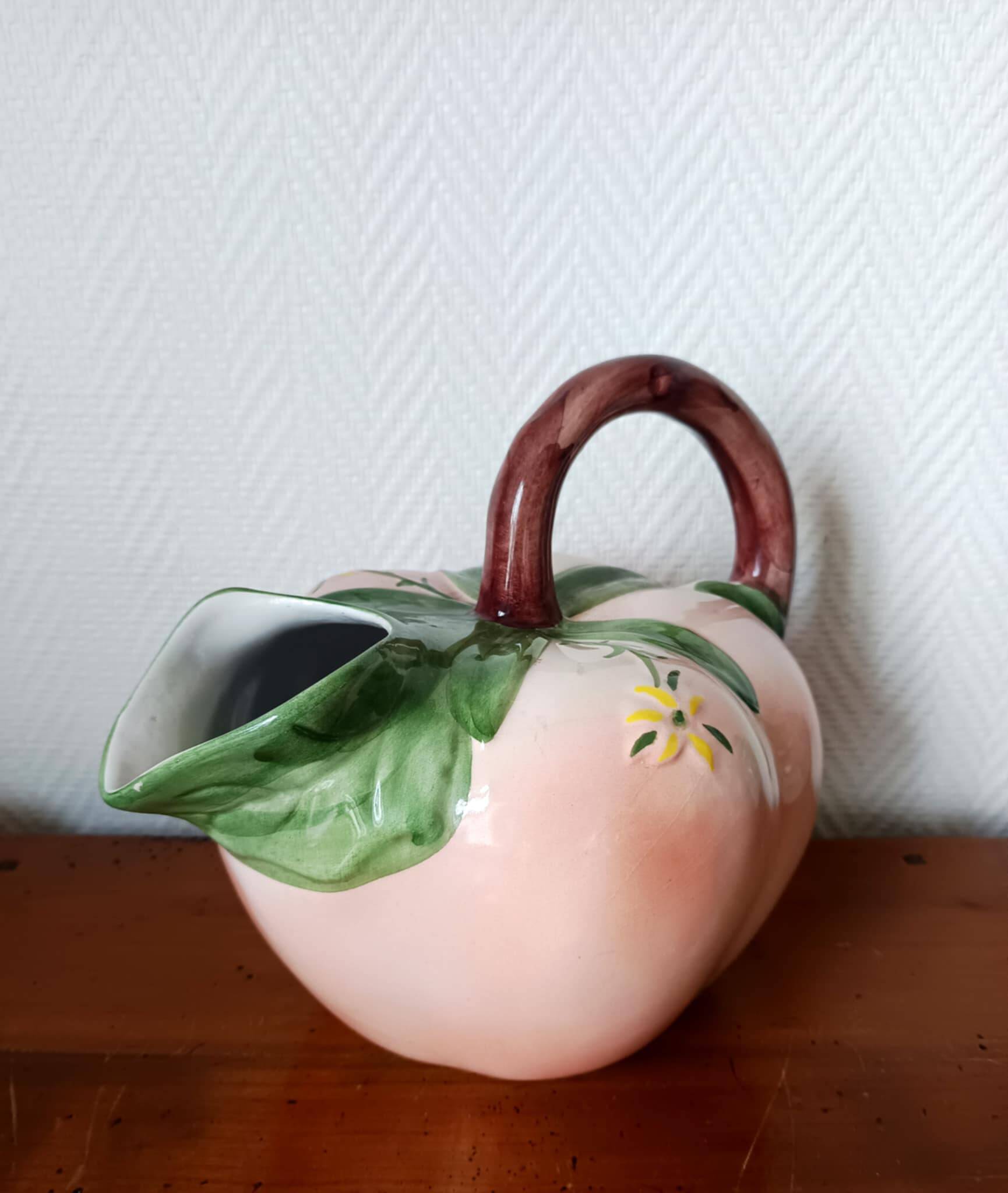 Vintage 1960s slipware fishing pitcher
