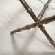 Table d'appoint vintage en laiton et cuir par Jacques Adnet 1950