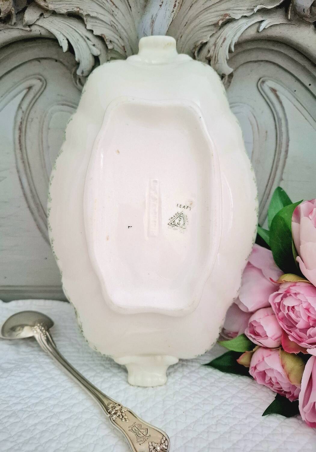 Antique earthenware vegetable or soup tureen in iron earthenware