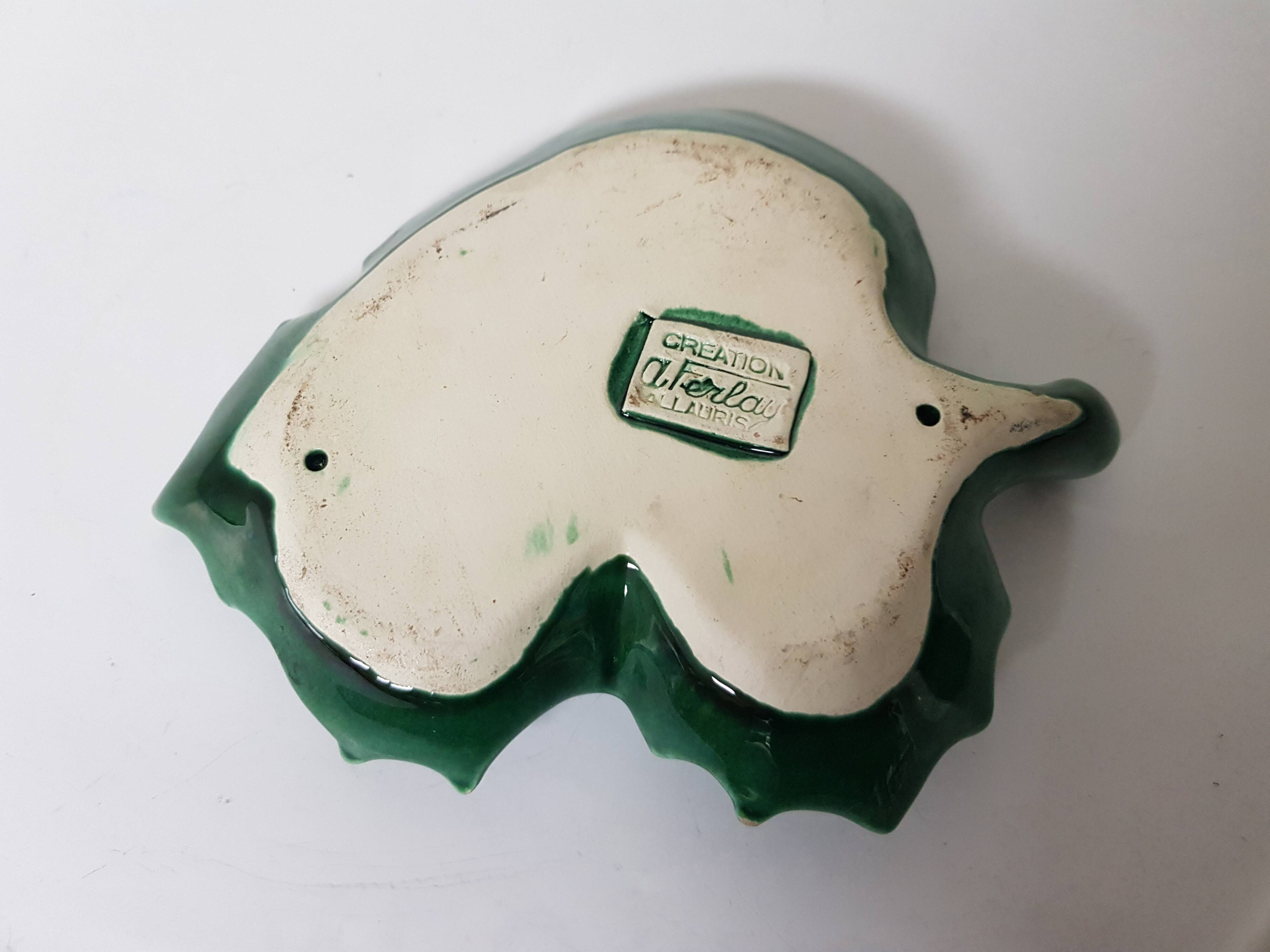 Leaf-shaped ceramic pocket emptier, Ferlay creation (Vallauris)