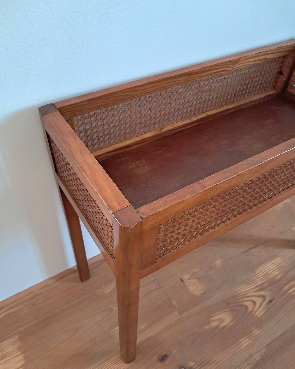 Wood and cane planter