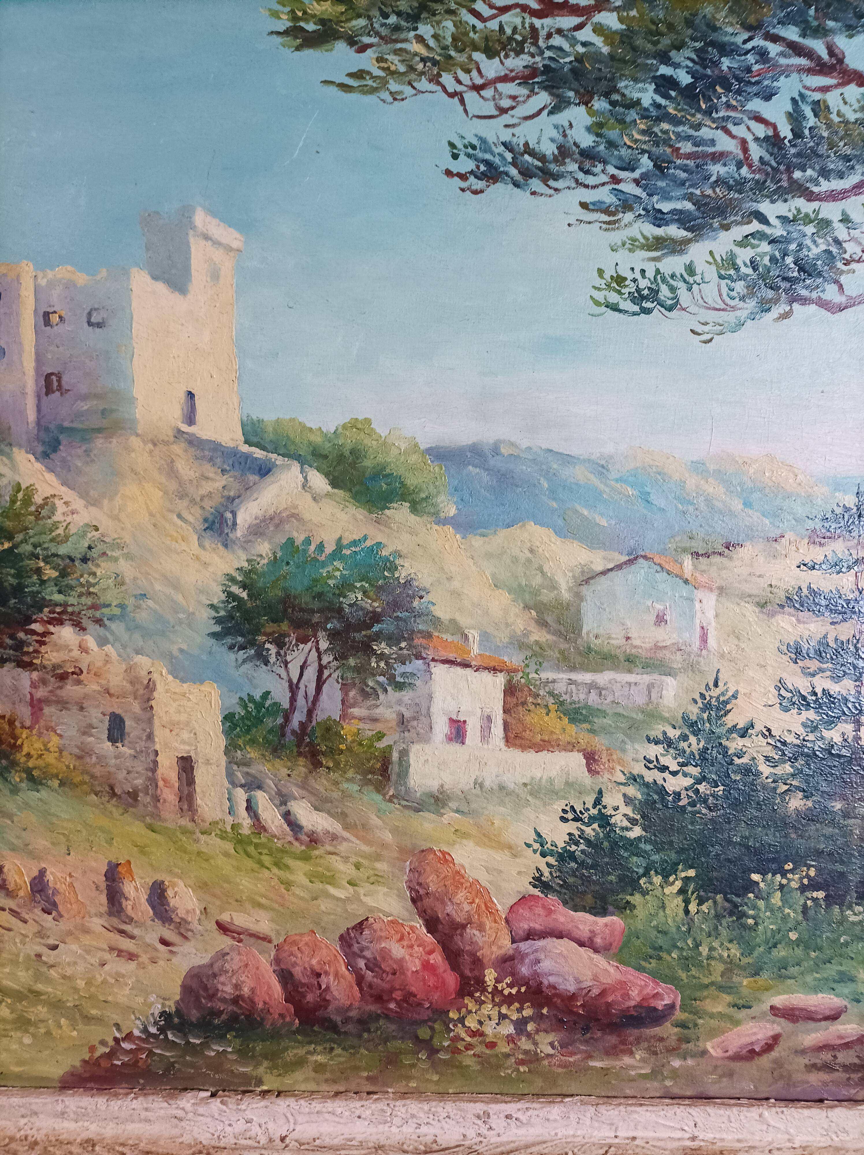 Oil painting on panel signed Robert Pichon landscape