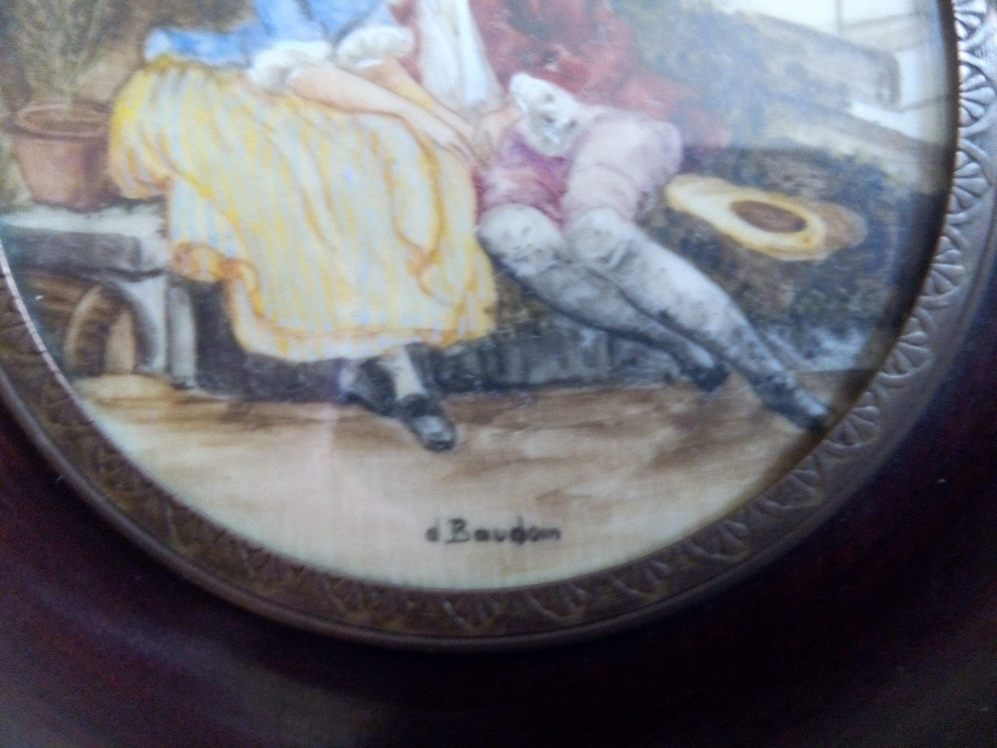 Peinture miniature gouache " Scène galante " signée BAUDOIN