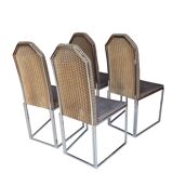4 chrome and velvet sled chairs