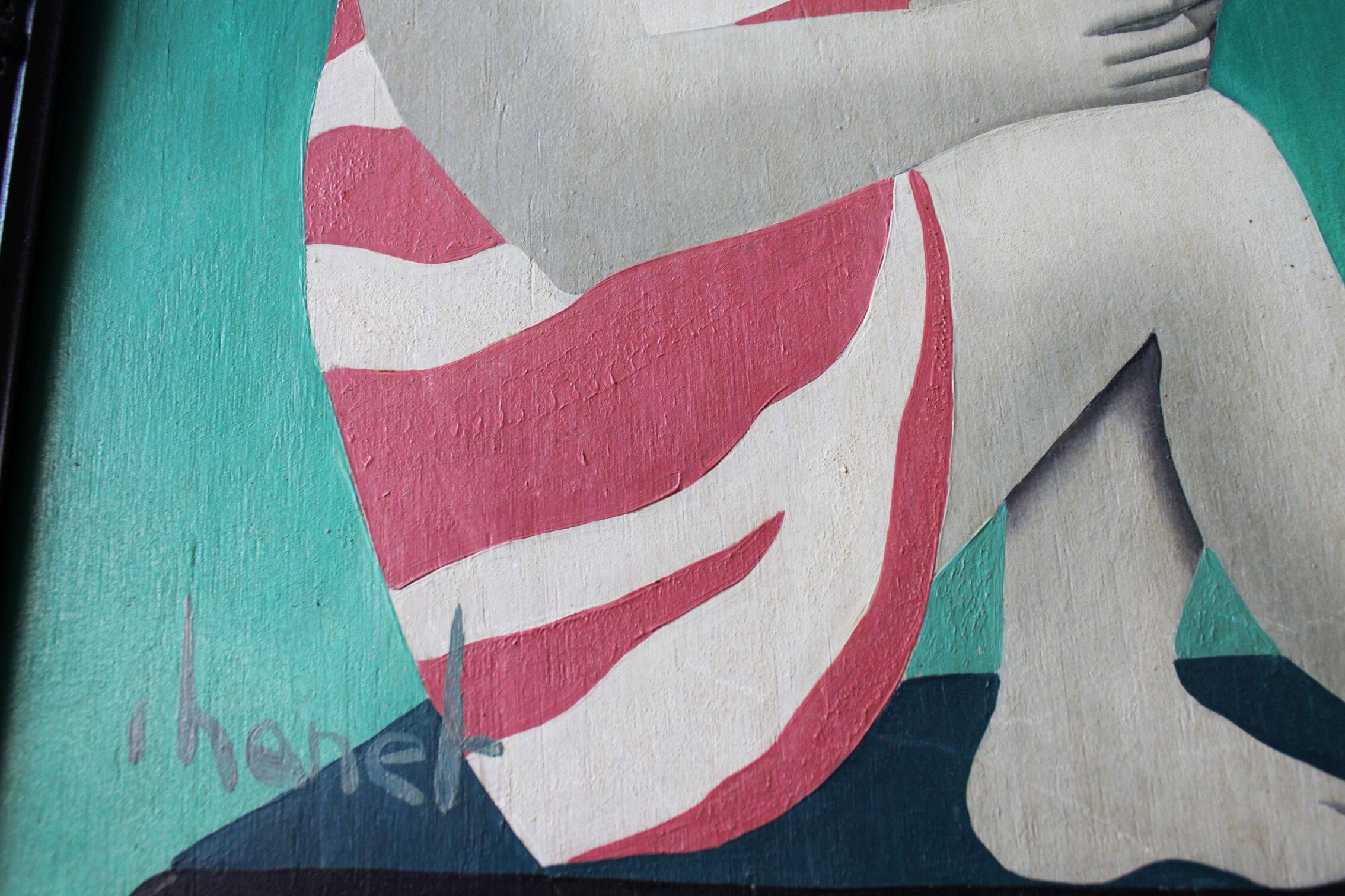 Oil on wood, Bather, cubist style.