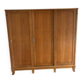 Large vintage Scandinavian wardrobe with 3 sliding doors.