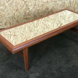 Table en teck table basse design danois avec miroir années 60