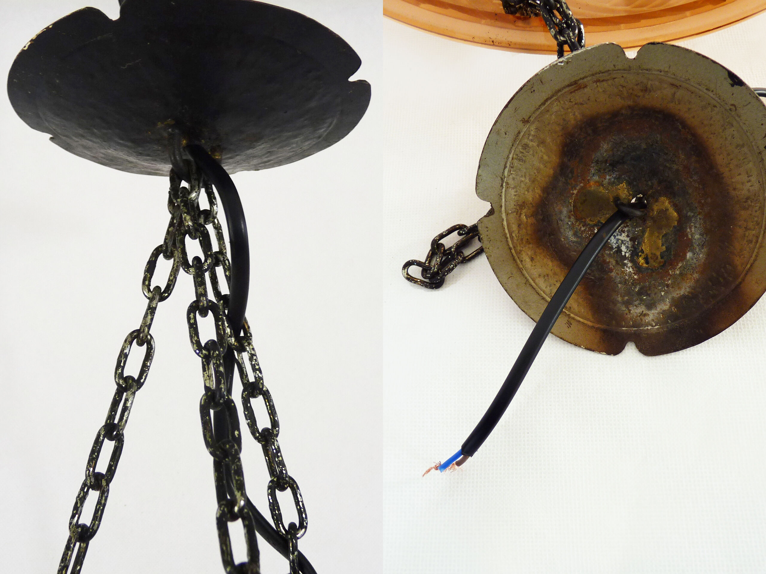 Suspension calysque Art Deco 1 Fire in glass paste