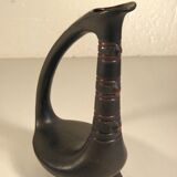Zoomorphic pitcher vase in black ceramic