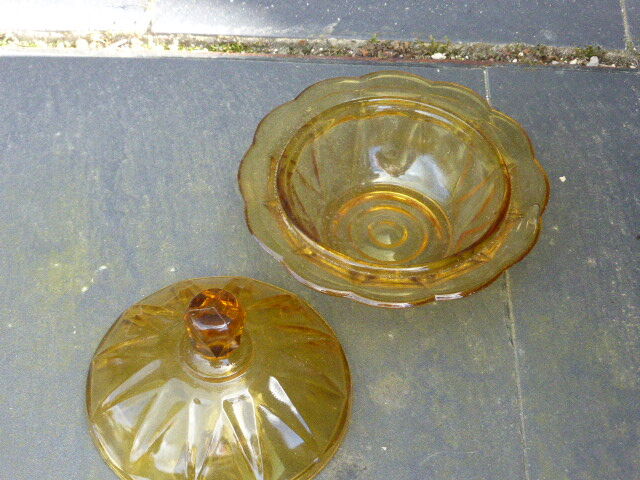 Old ochre yellow glass candy