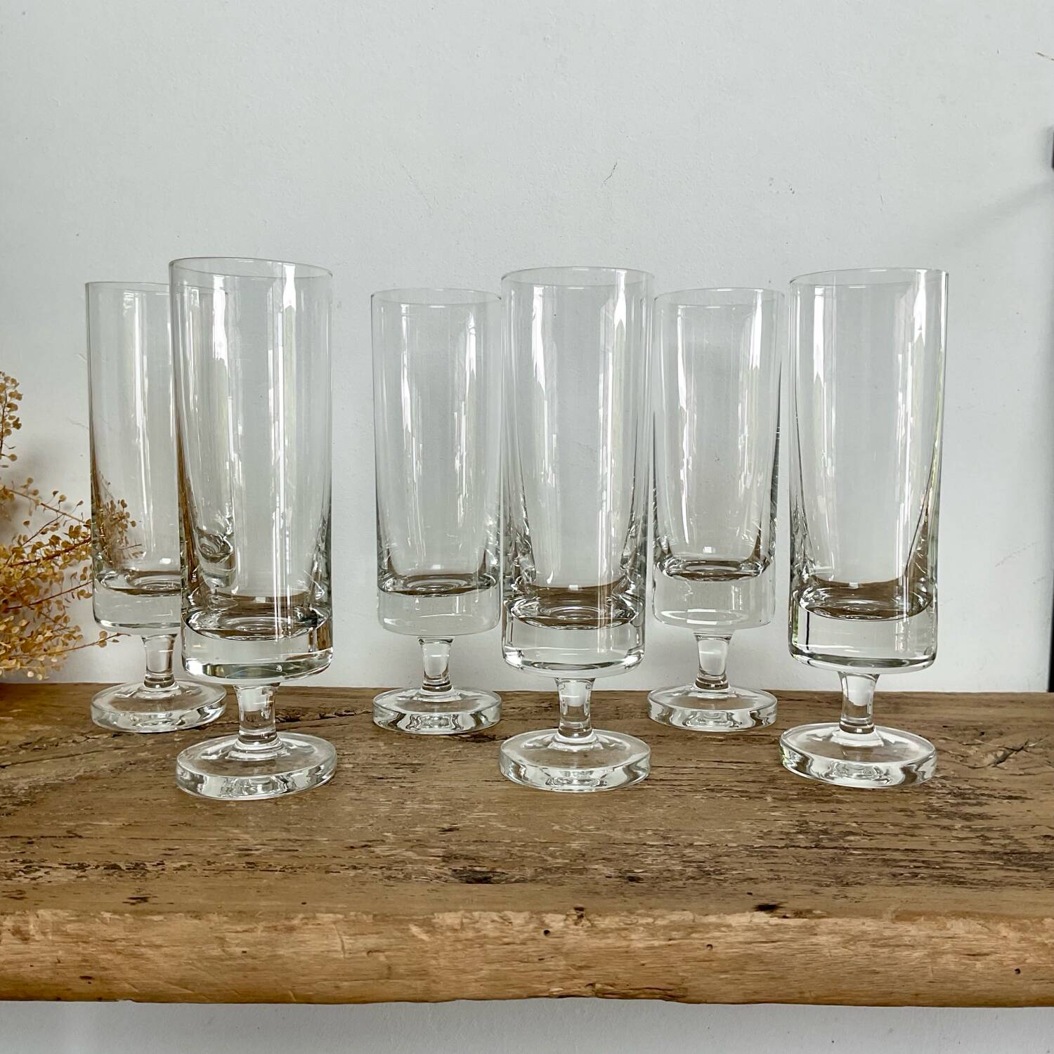 6 vintage champagne flutes