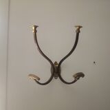 Wall-mounted wall-mounted coat rack in solid brass 50s/60s