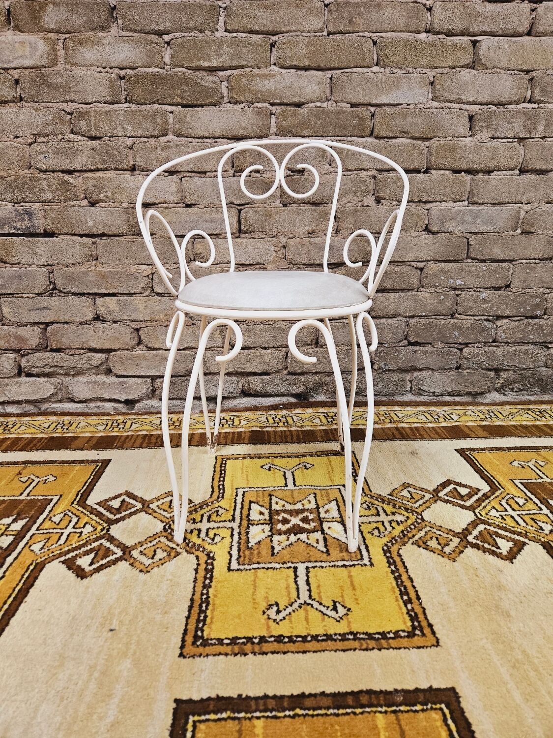 Garden armchair or terrace wrought iron white Montmartre style 60 year