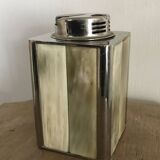 Large Vintage Collection TABLE LIGHTER in chrome-plated metal and horn