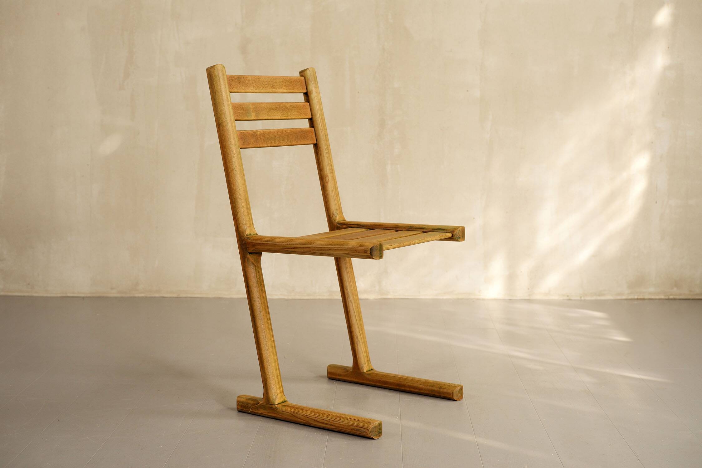 Set of 4 chairs and a bench, France 1960