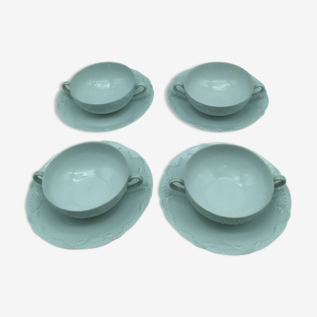 4 broth bowls in taraud limoges porcelain.