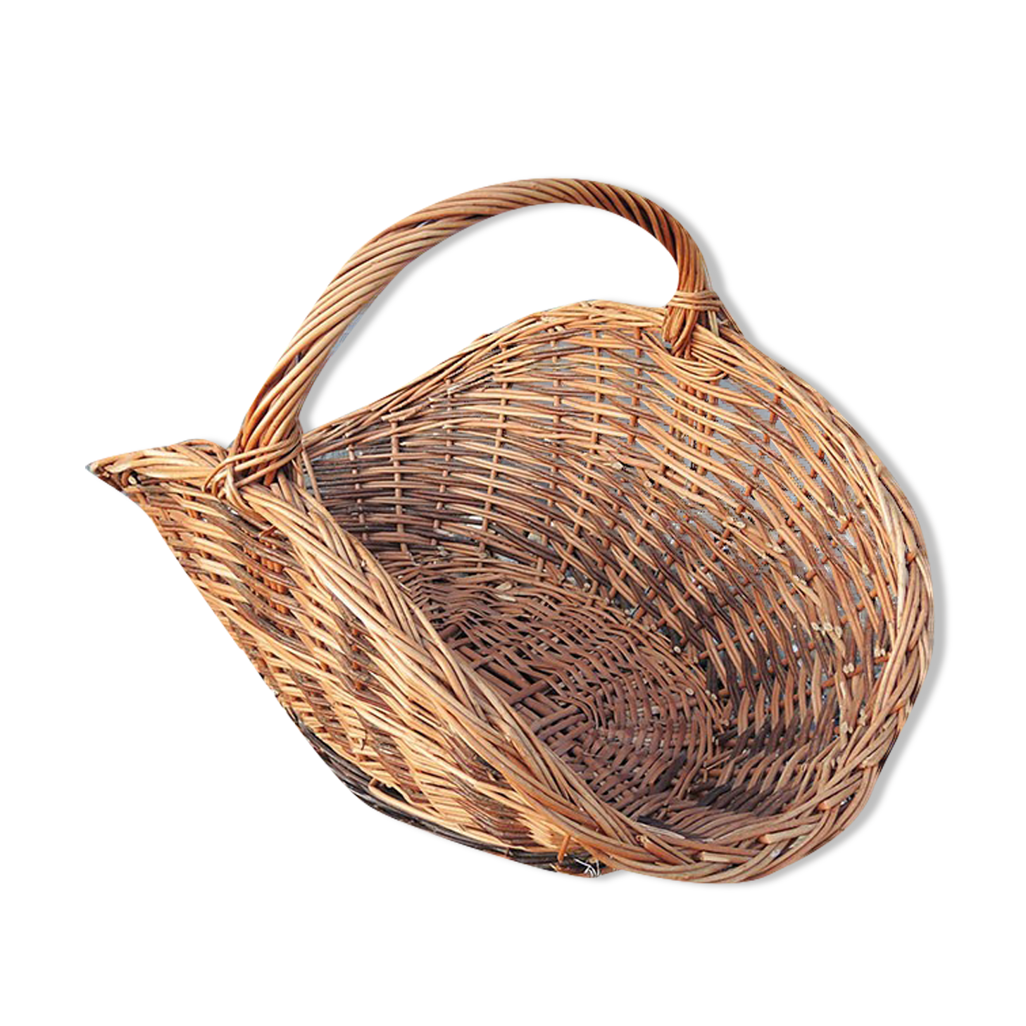 Old Wicker Log Basket / Rattan